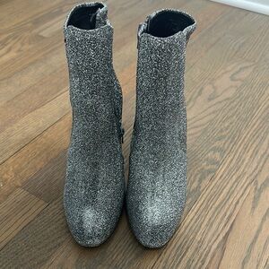 Aldo Silver Ankle Booties with Block Heel